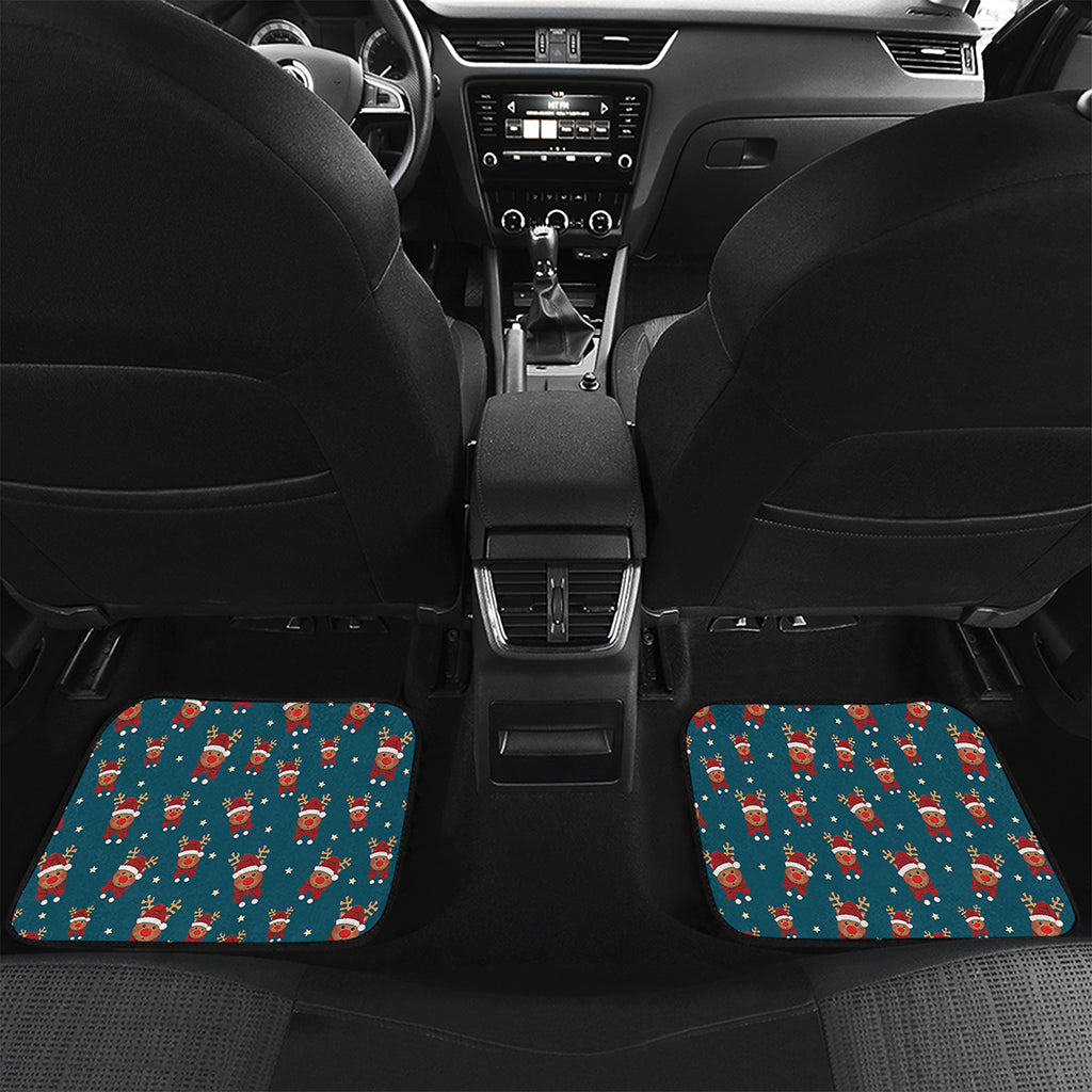 Christmas Santa Reindeer Pattern Print Front and Back Car Floor Mats