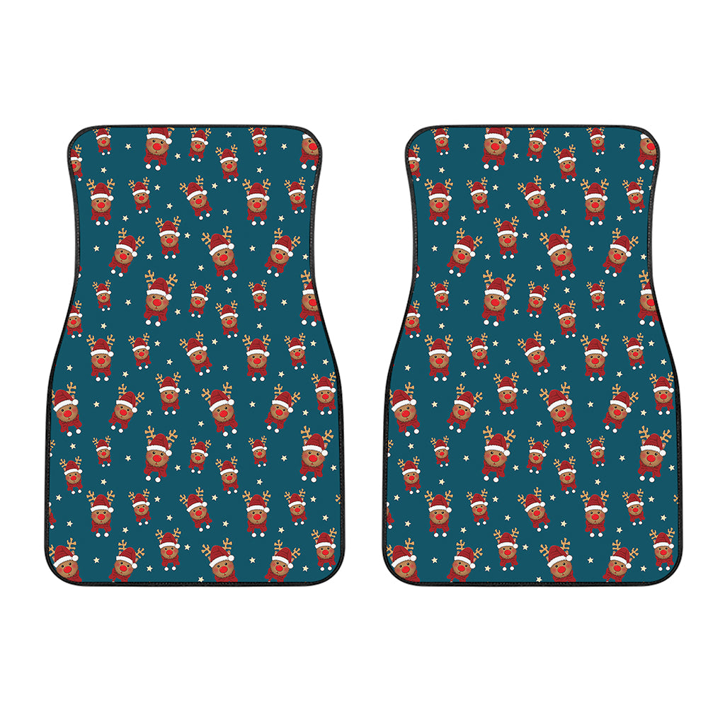 Christmas Santa Reindeer Pattern Print Front Car Floor Mats