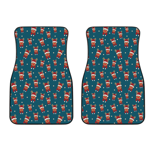 Christmas Santa Reindeer Pattern Print Front Car Floor Mats