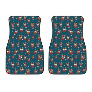 Christmas Santa Reindeer Pattern Print Front Car Floor Mats