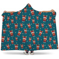 Christmas Santa Reindeer Pattern Print Hooded Blanket
