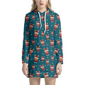 Christmas Santa Reindeer Pattern Print Pullover Hoodie Dress