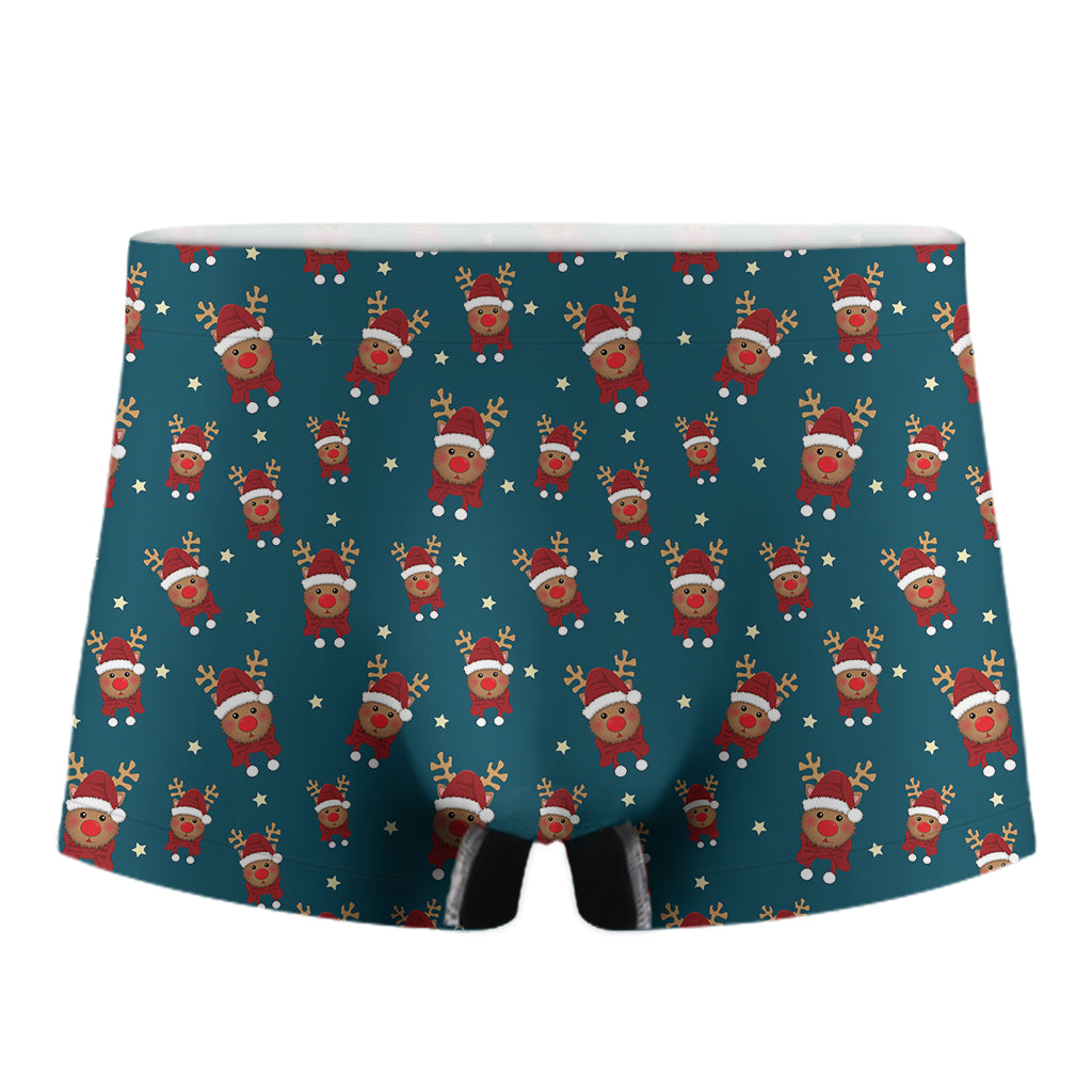 Christmas Santa Reindeer Pattern Print Men's Boxer Briefs