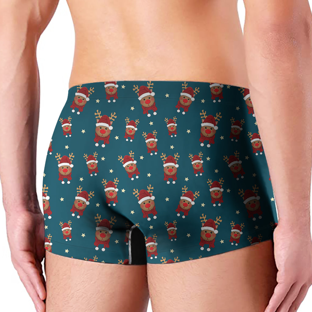 Christmas Santa Reindeer Pattern Print Men's Boxer Briefs