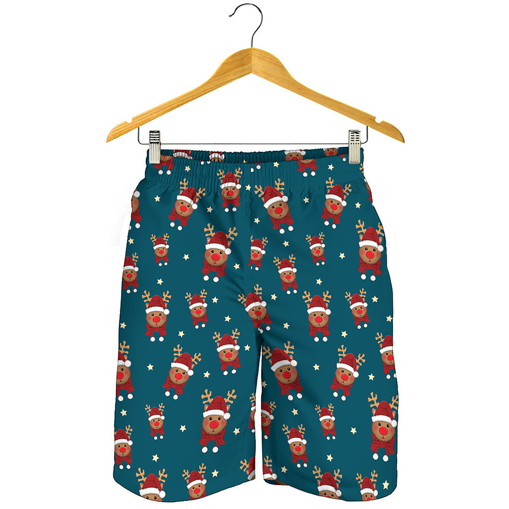 Christmas Santa Reindeer Pattern Print Men's Shorts