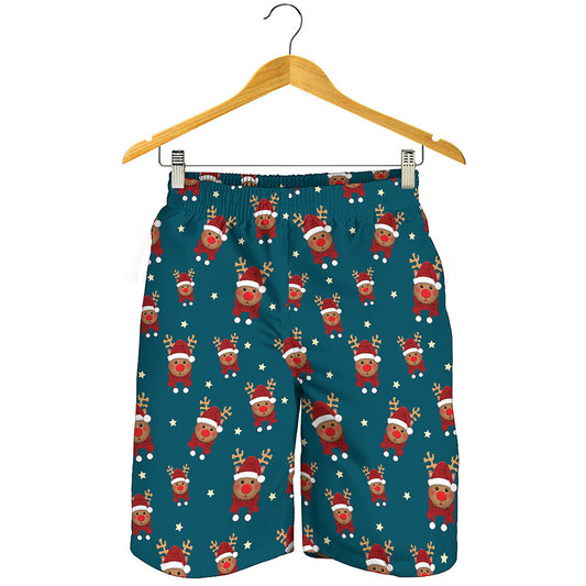 Christmas Santa Reindeer Pattern Print Men's Shorts