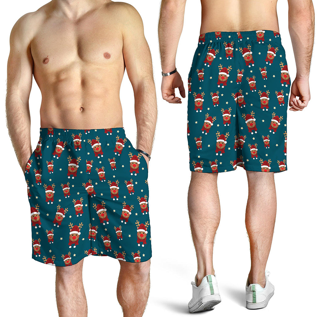 Christmas Santa Reindeer Pattern Print Men's Shorts