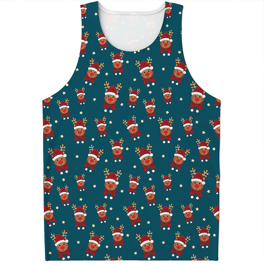 Christmas Santa Reindeer Pattern Print Men's Tank Top