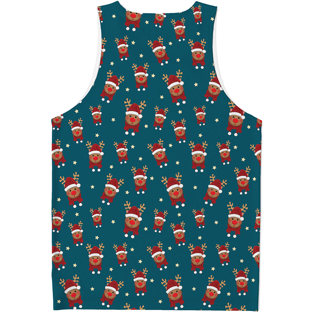 Christmas Santa Reindeer Pattern Print Men's Tank Top