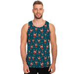 Christmas Santa Reindeer Pattern Print Men's Tank Top