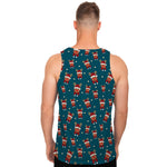 Christmas Santa Reindeer Pattern Print Men's Tank Top