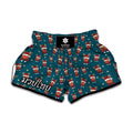 Christmas Santa Reindeer Pattern Print Muay Thai Boxing Shorts