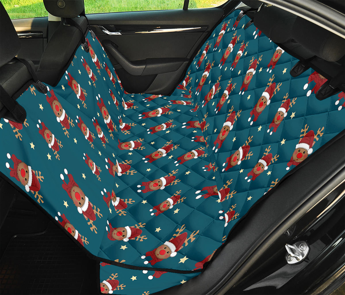 Christmas Santa Reindeer Pattern Print Pet Car Back Seat Cover