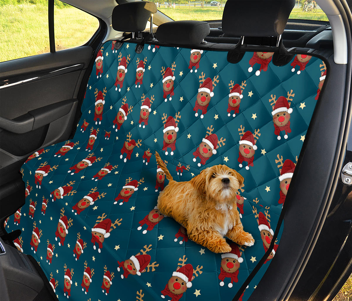 Christmas Santa Reindeer Pattern Print Pet Car Back Seat Cover