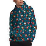 Christmas Santa Reindeer Pattern Print Pullover Hoodie