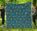 Christmas Santa Reindeer Pattern Print Quilt
