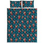 Christmas Santa Reindeer Pattern Print Quilt Bed Set