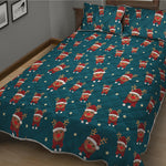 Christmas Santa Reindeer Pattern Print Quilt Bed Set