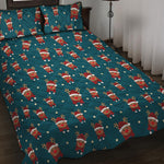 Christmas Santa Reindeer Pattern Print Quilt Bed Set