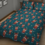 Christmas Santa Reindeer Pattern Print Quilt Bed Set