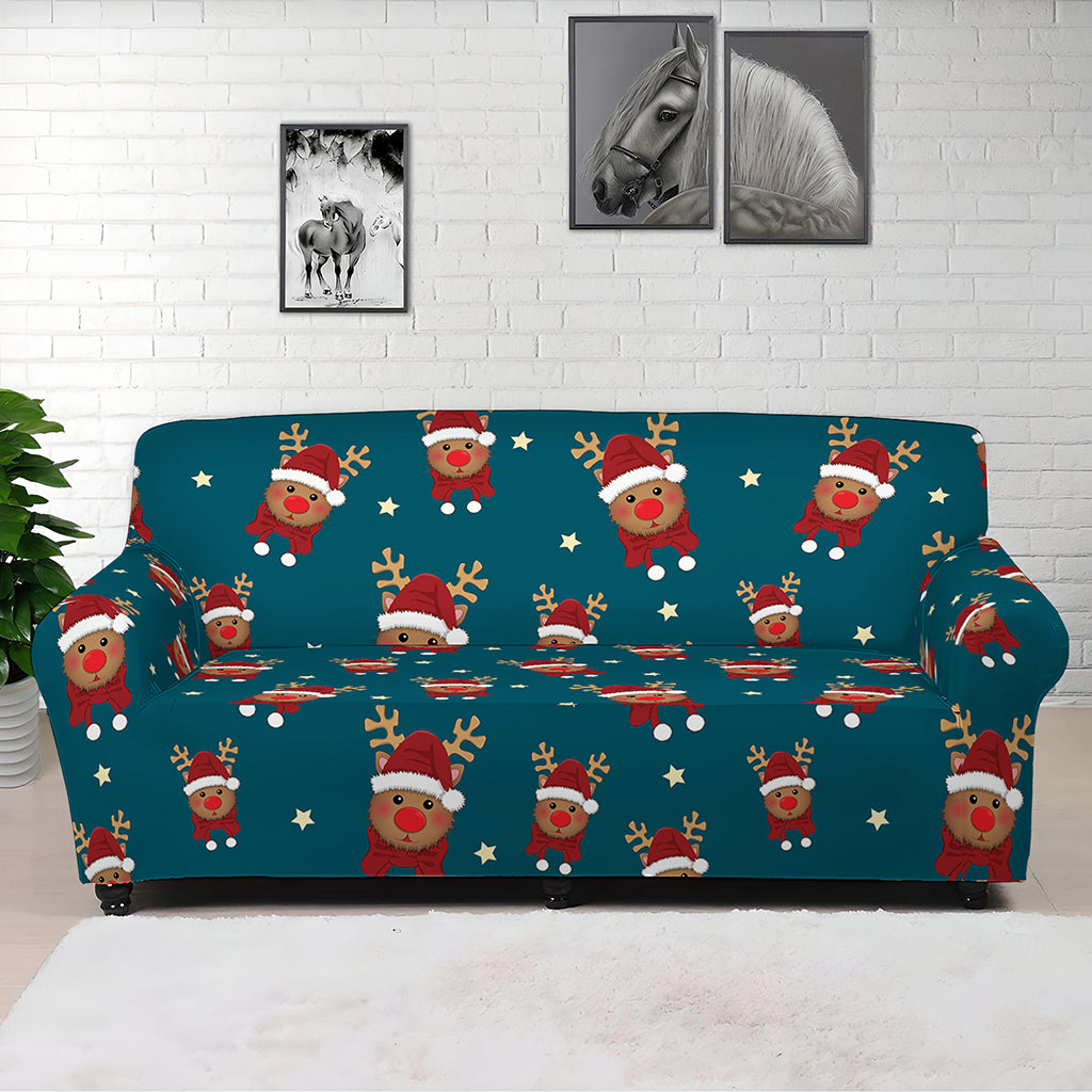 Christmas Santa Reindeer Pattern Print Sofa Cover
