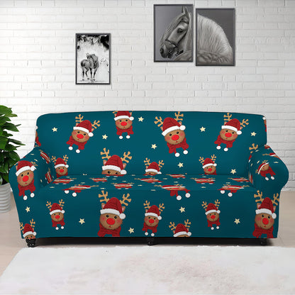 Christmas Santa Reindeer Pattern Print Sofa Cover