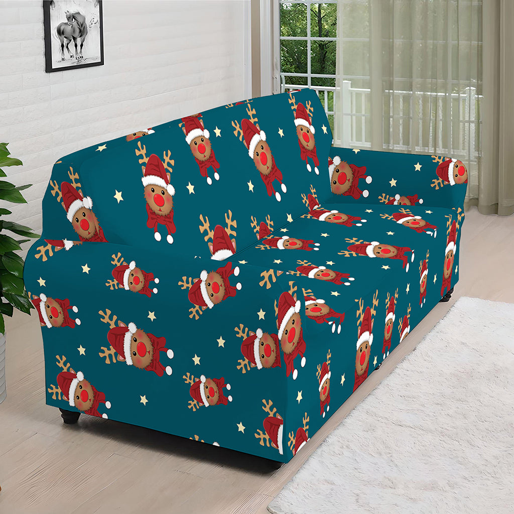 Christmas Santa Reindeer Pattern Print Sofa Cover