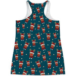 Christmas Santa Reindeer Pattern Print Women's Racerback Tank Top