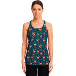 Christmas Santa Reindeer Pattern Print Women's Racerback Tank Top