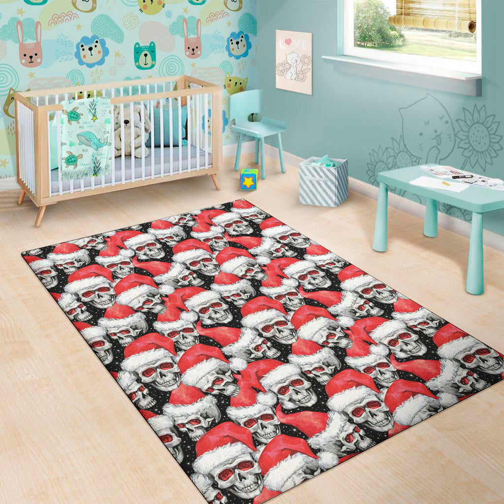 Christmas Santa Skull Pattern Print Area Rug