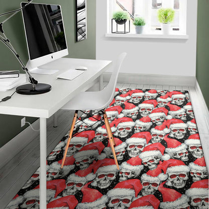 Christmas Santa Skull Pattern Print Area Rug