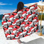 Christmas Santa Skull Pattern Print Beach Sarong Wrap