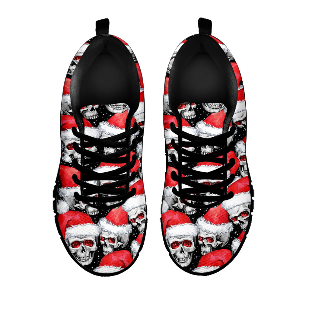 Christmas Santa Skull Pattern Print Black Sneakers