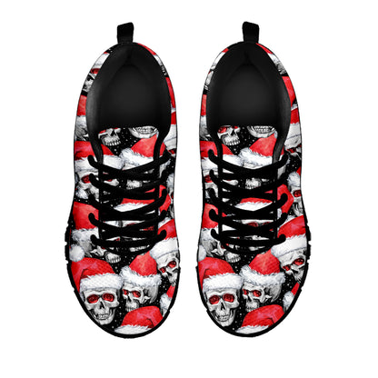 Christmas Santa Skull Pattern Print Black Sneakers