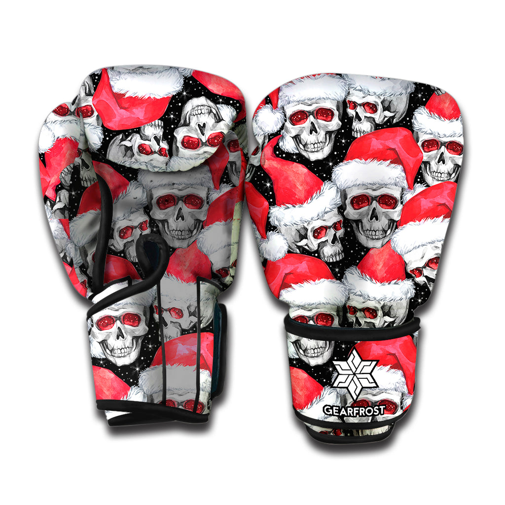 Christmas Santa Skull Pattern Print Boxing Gloves