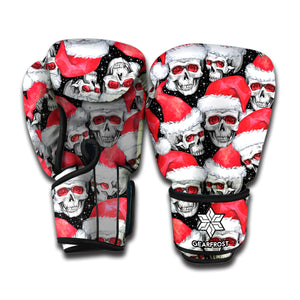 Christmas Santa Skull Pattern Print Boxing Gloves