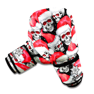 Christmas Santa Skull Pattern Print Boxing Gloves