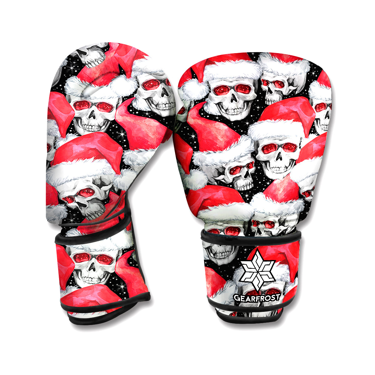 Christmas Santa Skull Pattern Print Boxing Gloves