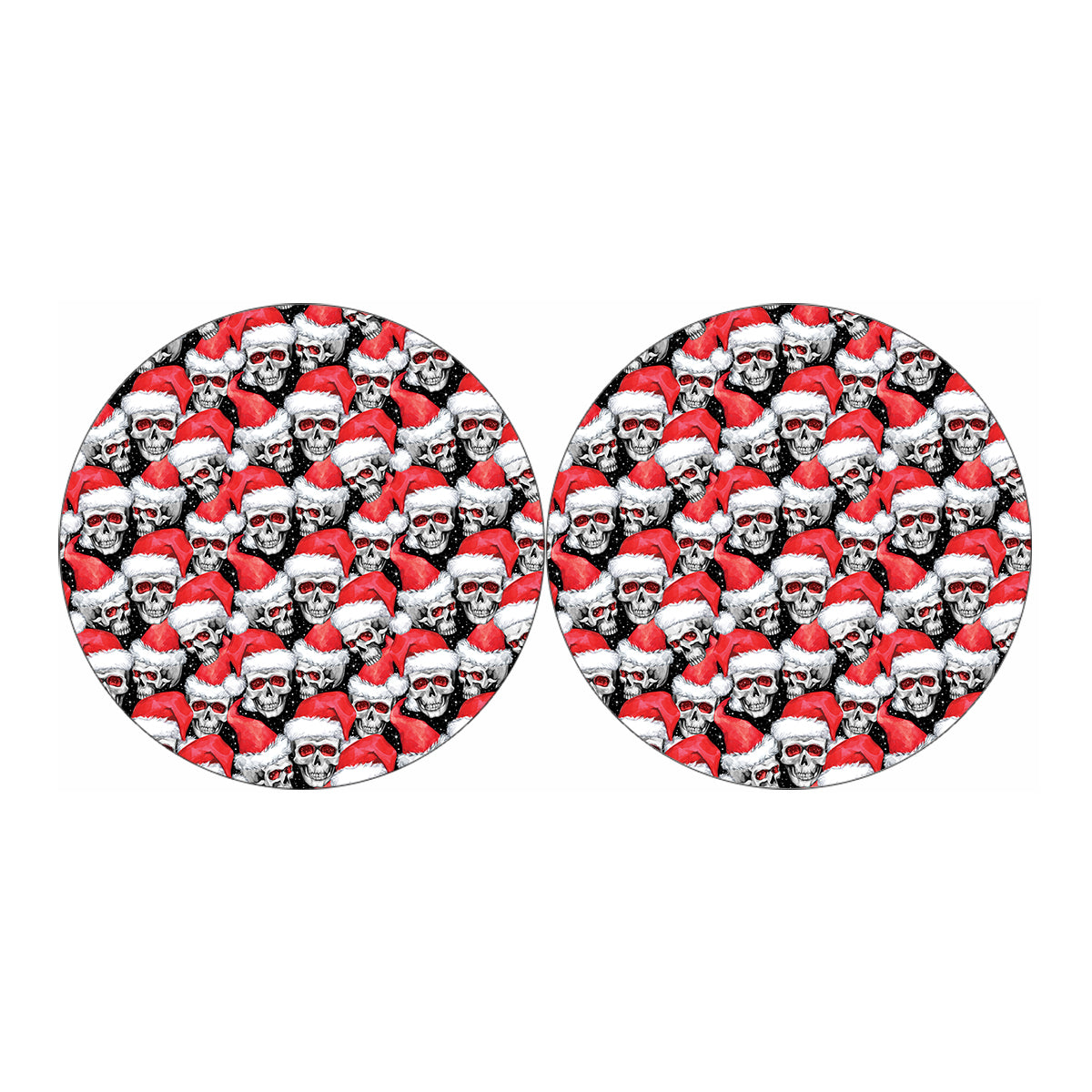 Christmas Santa Skull Pattern Print Car Coasters