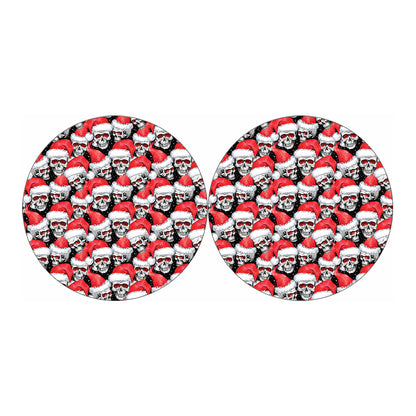 Christmas Santa Skull Pattern Print Car Coasters
