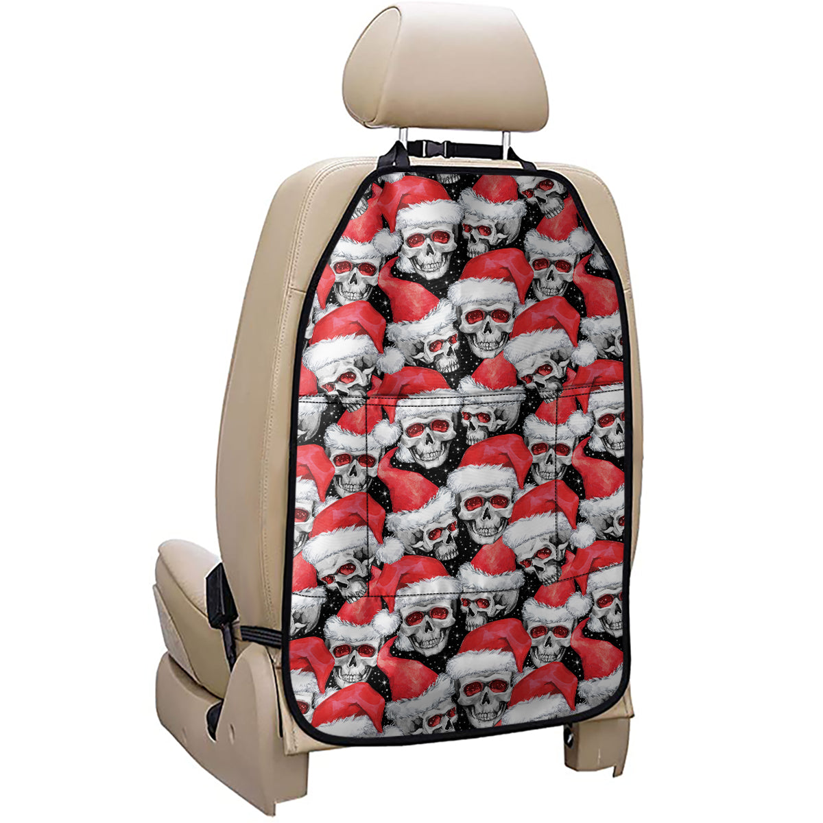 Christmas Santa Skull Pattern Print Car Seat Organizers