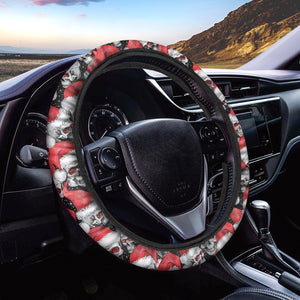 Christmas Santa Skull Pattern Print Car Steering Wheel Cover