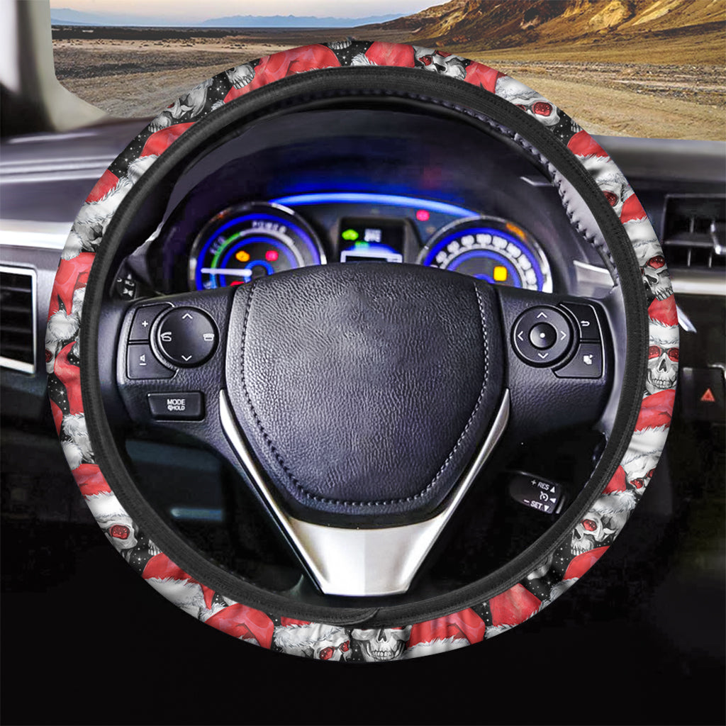 Christmas Santa Skull Pattern Print Car Steering Wheel Cover