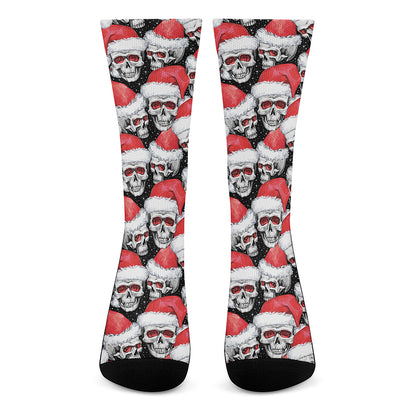 Christmas Santa Skull Pattern Print Crew Socks