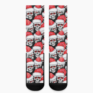 Christmas Santa Skull Pattern Print Crew Socks