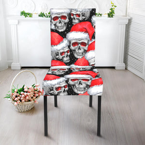 Christmas Santa Skull Pattern Print Dining Chair Slipcover