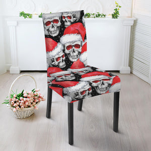 Christmas Santa Skull Pattern Print Dining Chair Slipcover