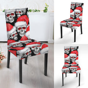 Christmas Santa Skull Pattern Print Dining Chair Slipcover