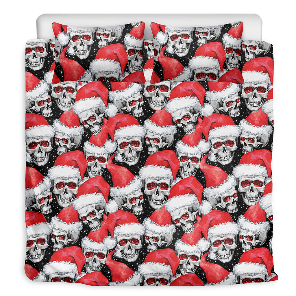 Christmas Santa Skull Pattern Print Duvet Cover Bedding Set