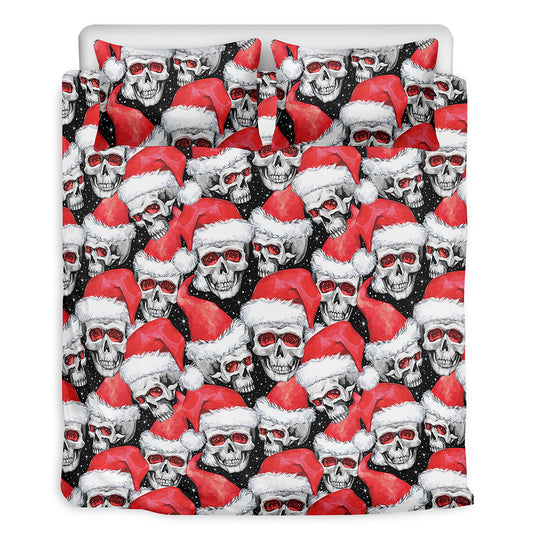Christmas Santa Skull Pattern Print Duvet Cover Bedding Set